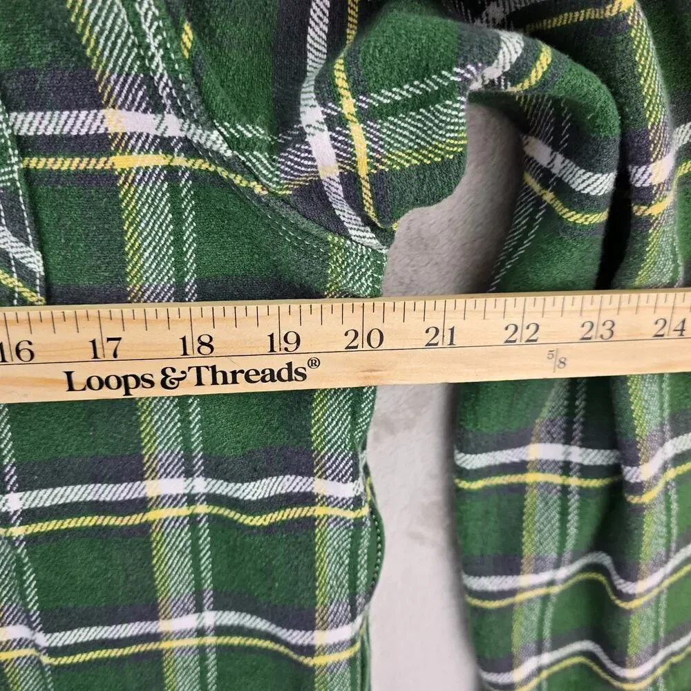 Fabrics Bronx Flannel Shirt Youth XL Green Plaid Union Made Sanforized Vintage